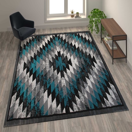 Flash Furniture Turquoise 5' x 7' Diamond Patterned Area Rug OKR-RG1106-57-TQ-GG